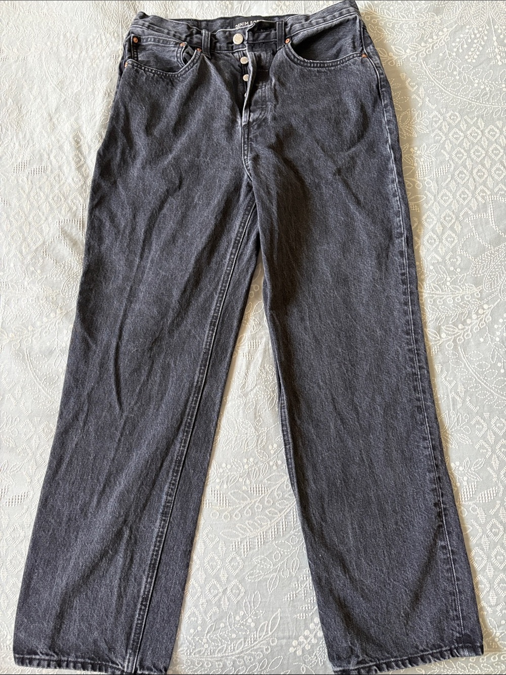Denim Forum- High-Rise Straight Leg Black Jeans